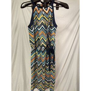 Apt. 9 Women's Blue Orange Zig Zag Printed Mini Dress Size Small